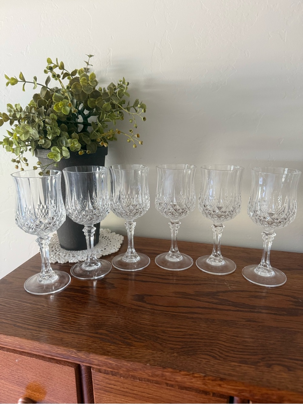 Vintage Genuine Cut Crystal Wine Glasses – Set of 6 Elegant Stemware
